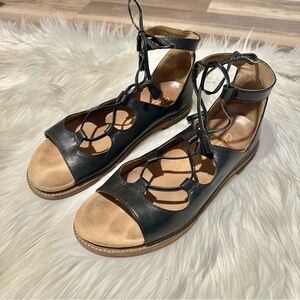 Black Leather Gladiator Sandals